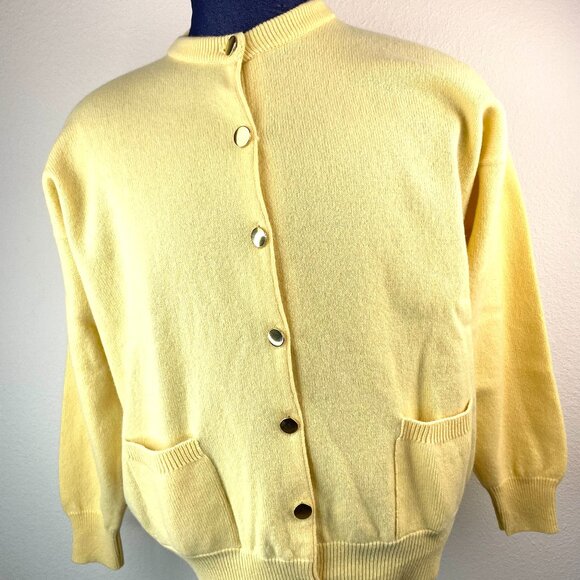 Blarney Woollen Mills Women’s Cardigan XL Yellow 100% Pure New Lambswool Ireland - Picture 1 of 11